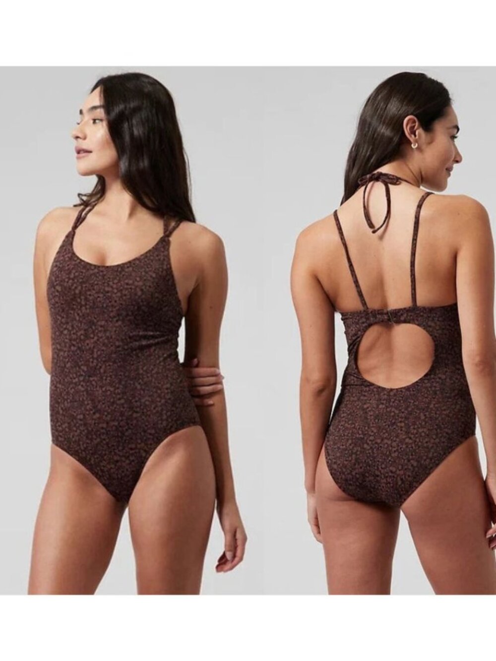Athleta - Keyhole One-Piece Swimsuit 657733 | Camo Flora Decadent Chocolate | XS